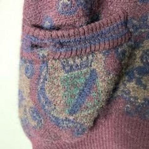 Vintage Tricots St. Raphael Maroon Knit Long Sleeve Cardigan w/ pockets Adult Si - Picture 6 of 13